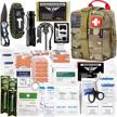 survival first aid kit with 250 pieces, molle system compatible, for outdoor gear emergencies - camping, hunting, hiking, and more! logo