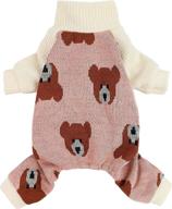 🐻 fitwarm bear dog pajamas: cozy and stylish thermal knitted pet clothes for puppy, xs - pink логотип