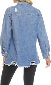 img 1 attached to Stylish And Chic: SCOFEEL Women'S Distressed Denim Shirt Jacket With Frayed Hem
