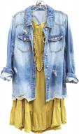 stylish and chic: scofeel women's distressed denim shirt jacket with frayed hem logo