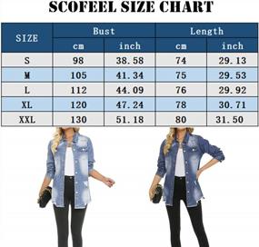 img 3 attached to Stylish And Chic: SCOFEEL Women'S Distressed Denim Shirt Jacket With Frayed Hem