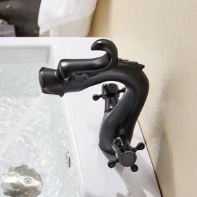 img 1 attached to Oil Rubbed Bronze Dragon Shape Bathroom Sink Faucet 2 Knobs Vanity Basin Mixer Tap - Rozin