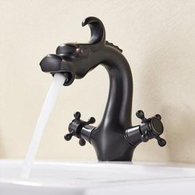 img 2 attached to Oil Rubbed Bronze Dragon Shape Bathroom Sink Faucet 2 Knobs Vanity Basin Mixer Tap - Rozin
