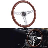 🔳 grant classic flat wood steering wheel silver spoke with horn button - universal 14-inch 350mm logo