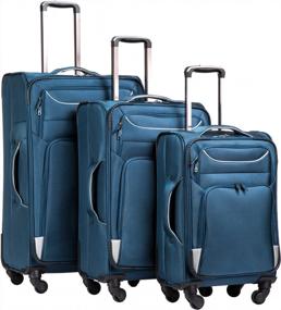 img 4 attached to Coolife Luggage Набор из 3 предметов Чемодан Spinner Softshell Легкий (синий + серебристый)