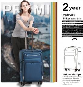 img 2 attached to Coolife Luggage Набор из 3 предметов Чемодан Spinner Softshell Легкий (синий + серебристый)