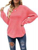 merokeety женский вафельный вязаный свитер с длинными рукавами-фонариками - повседневный осенний свободный пуловер - коллекция 2023 логотип