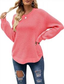 img 4 attached to MEROKEETY Women'S Waffle Knit Sweater With Long Balloon Sleeves - Casual Fall Loose Pullover Jumper - 2023 Collection