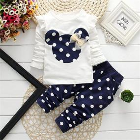 img 1 attached to 2Pcs Toddler Baby Girls Clothes Set Long Sleeve T-Shirt & Pants Outfits Cute Kids