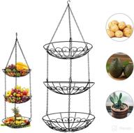 rustic country style chicken wire 3 tier fruit and vegetable basket | hanging kitchen storage basket | space saving fruits, produce, and plants storage solution логотип