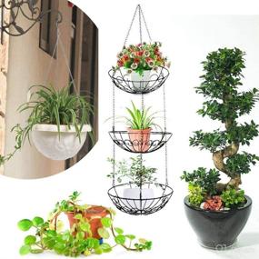 img 2 attached to Rustic Country Style Chicken Wire 3 Tier Fruit and Vegetable Basket | Hanging Kitchen Storage Basket | Space Saving Fruits, Produce, and Plants Storage Solution