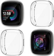 tpu plated bumper full cover protective cases for fitbit sense 2/versa 4 smartwatch - scratch-proof, nanw 4-pack screen protector case compatible with versa 4/sense 2 логотип