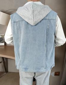 img 2 attached to Idopy Men'S Hooded Sleeveless Denim Casual Jacket Vest