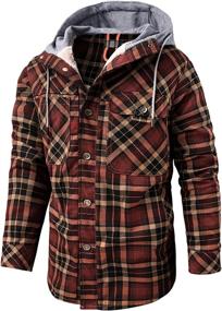 img 4 attached to Chouyatou Winter Corduroy Flannel Plaid Green Men's Clothing