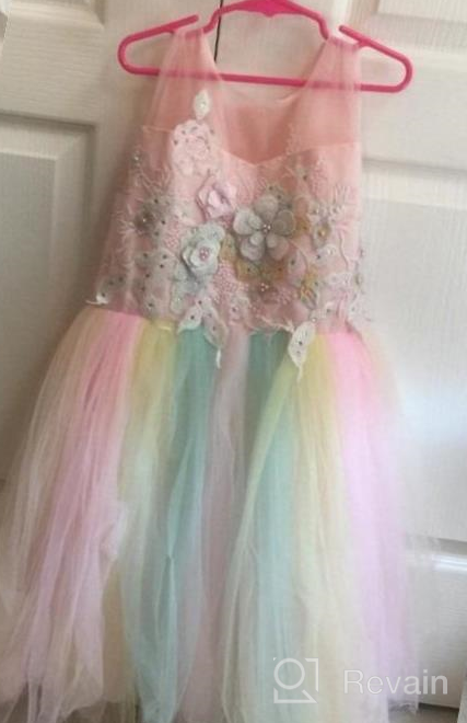 img 1 attached to 🌈 Meiqiduo 2-14T Rainbow Flower Girls Dress with Tulle, 3D Embroidery, Ideal for Princess Party, Birthday, and Formal Occasions review by Troy Coste