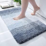 soft and absorbent microfiber bath rug mat, extra-luxurious plush shaggy bath carpet, non-slip bathroom mats for tub, shower and floors. machine washable and dryable. size 20x32 inches. color: blue. 标志