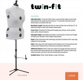 img 3 attached to Adjustable Tri-Pod Dress Form Stand - Dritz Twin-Fit Large In Silver Gray