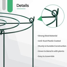 img 1 attached to Tingyuan Peony Cages And Supports Grow Through Plant Supports Ring Hoop With 3 Legs, Pack Of 3 (18Inch)