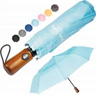 premium umbrella windproof travel umbrellas for rain - compact small portable folding automatic strong wind resistant large double canopy - womens mens umbrella for backpack car purse логотип