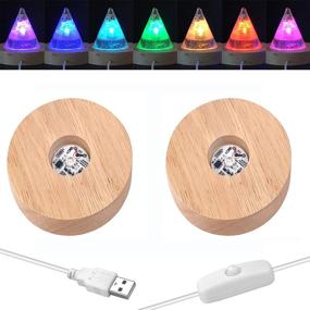 img 4 attached to Enhance Your Art Display With YAKAMOZ Wooden LED Lights - Set Of 2 Round Bases For Laser Crystal Glass Resin Art