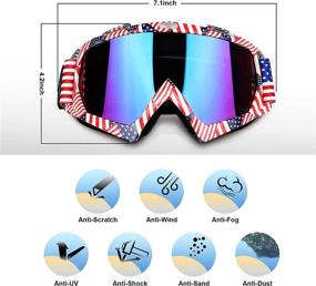 img 3 attached to ADCGank Motorcycle Goggles Dirt Bike Motocross ATV Goggles Off Road Goggles Ski Goggles Fit Over Glasses For Man Women Youth Adult American Flag