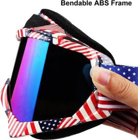 img 1 attached to ADCGank Motorcycle Goggles Dirt Bike Motocross ATV Goggles Off Road Goggles Ski Goggles Fit Over Glasses For Man Women Youth Adult American Flag