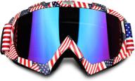 adcgank motorcycle goggles dirt bike motocross atv goggles off road goggles ski goggles fit over glasses for man women youth adult american flag logo