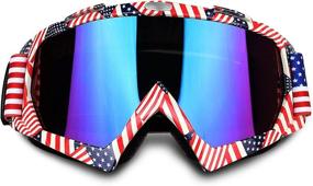 img 4 attached to ADCGank Motorcycle Goggles Dirt Bike Motocross ATV Goggles Off Road Goggles Ski Goggles Fit Over Glasses For Man Women Youth Adult American Flag