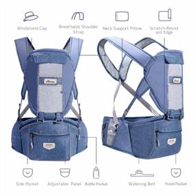 img 1 attached to SUNVENO Hipseat Baby Carrier Ergonomic Baby Front Back Carrier Fast Wear Baby Holder Multifunction Baby Kangaroo Carrier For All Season Openable Mesh Window For 7-45 Lbs Babies, 3-36 Months, Blue