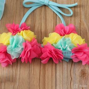 img 2 attached to 👶 Cute Infant Baby Girl Flower Swimsuit 3-Piece Set: Halter Triangle Tops, Ruffle Bottoms, Sun Hat Bikini - Bathing Suit Swimwear