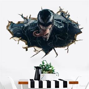 img 2 attached to Eye-catching 3D Venom Wall Decal: Super Hero Vinyl Sticker for Bedroom, Living Room, Bathroom - GNAUHGN Home Decoration (23.6X35.4 inches)