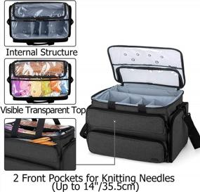 img 3 attached to 🧶 YARWO Knitting Bag: Stylish Yarn Storage Organizer Tote for Knitting Needles, Crochet Hooks, and Projects - Black (Bag Only)