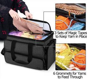 img 2 attached to 🧶 YARWO Knitting Bag: Stylish Yarn Storage Organizer Tote for Knitting Needles, Crochet Hooks, and Projects - Black (Bag Only)