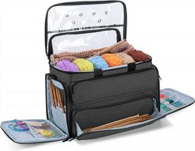 img 4 attached to 🧶 YARWO Knitting Bag: Stylish Yarn Storage Organizer Tote for Knitting Needles, Crochet Hooks, and Projects - Black (Bag Only)