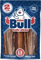valuebull bully sticks dog treats, 5-6 inch, varied shapes, 2 pounds - all natural 100% beef pizzles rawhide alternative logo