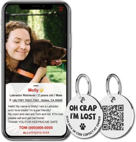 img 1 attached to 🐾 Stainless Steel QR Code Pet ID Tags - Personalized Pet Online Profile - Instant Email Alert with Pet Location Scan