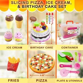 img 2 attached to Interactive Pretend Cutting Play Food Toy Set For Kids - Includes Pizza, Ice Cream, Fries, Desserts, Storage Box, And Cake For Birthdays And Parties - Enhances Toddlers' Learning Experience