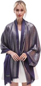 img 1 attached to ✨ Sparkle in Style with LMVERNA Pashmina Glitter Shimmer Reversible Women's Accessories: Scarves & Wraps