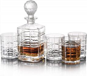 img 4 attached to Trinkware Richmond 5-Piece Crystal Whiskey Drinkware Barware Set With Decanter And 4 Dof Double Old Fashioned Glasses