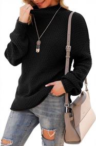 img 4 attached to Women'S Turtleneck Oversized Sweater Batwing Long Sleeve Pullover Loose Chunky Knit Jumper By Jouica