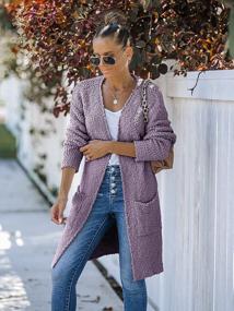 img 3 attached to MEROKEETY Soft Chunky Knit Long Sleeve Open Front Cardigan Coat For Women