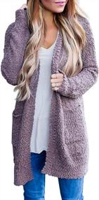 img 4 attached to MEROKEETY Soft Chunky Knit Long Sleeve Open Front Cardigan Coat For Women
