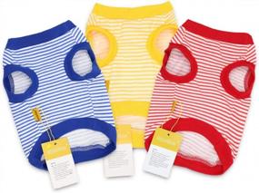 img 4 attached to Breathable And Stylish 3-Pack Small Dog Striped T-Shirt Set For Summer
