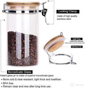 img 3 attached to 🍱 Clear Glass Storage Containers with Airtight Locking Clamp Bamboo Lids, Food Storage Jars for Kitchen - Perfect for Coffee Beans, Nuts, Sugar, Candy - Sealed Glass Containers with Spoon - Set of 2, 40oz each