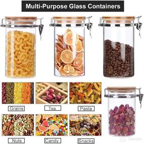 img 2 attached to 🍱 Clear Glass Storage Containers with Airtight Locking Clamp Bamboo Lids, Food Storage Jars for Kitchen - Perfect for Coffee Beans, Nuts, Sugar, Candy - Sealed Glass Containers with Spoon - Set of 2, 40oz each