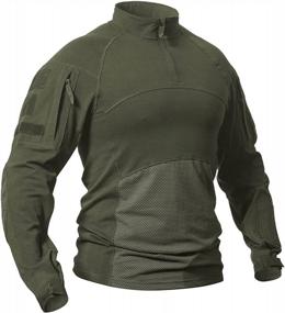 img 4 attached to CARWORNIC мужская тактическая военная штурмовая боевая рубашка с длинным рукавом Slim Fit камуфляжная футболка с молнией