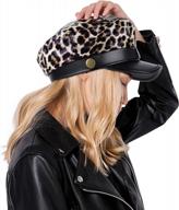 women's vintage animal spot/stripe print visor beret 8 panel octagonal hat - docila pu leather newsboy cap logo