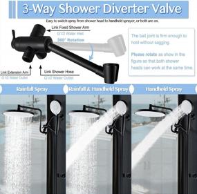 img 3 attached to Ultimate Shower Experience: High-Pressure Rainfall Shower Head With Handheld Combo And Height Adjustable Extension Arm In Matte Black And White Panel
