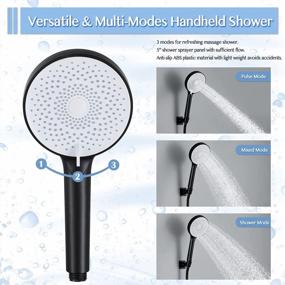 img 1 attached to Ultimate Shower Experience: High-Pressure Rainfall Shower Head With Handheld Combo And Height Adjustable Extension Arm In Matte Black And White Panel