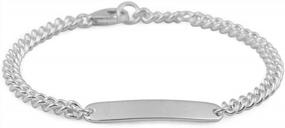 img 1 attached to Sterling Silver Diamond Or Plain ID Bracelet For Boys And Girls With Curb Chain (6-6 1/2 Inches)